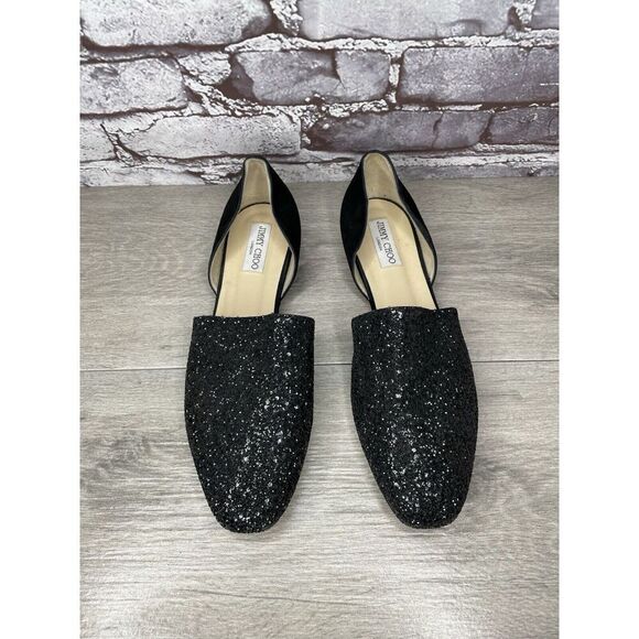 Jimmy Choo London Black Suede Leather Sparkle D’ Orsay Flats Women’s 42EU/11M US - Picture 2 of 16
